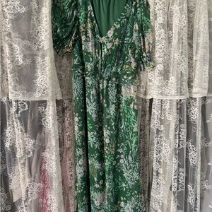 LC Lauren Conrad Green Maxi Dress with Flutter Sleeves